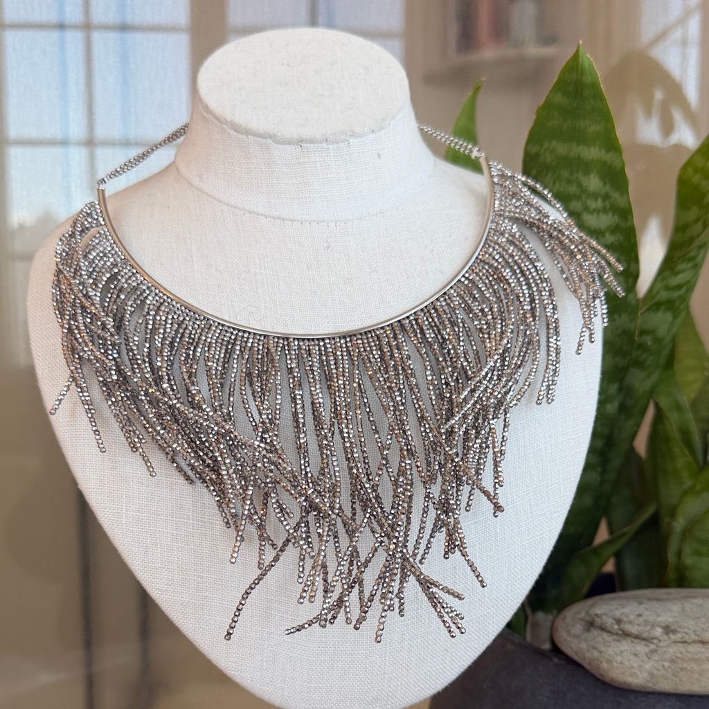 Brunello Cucinelli Sterling Silver Fringe Necklace